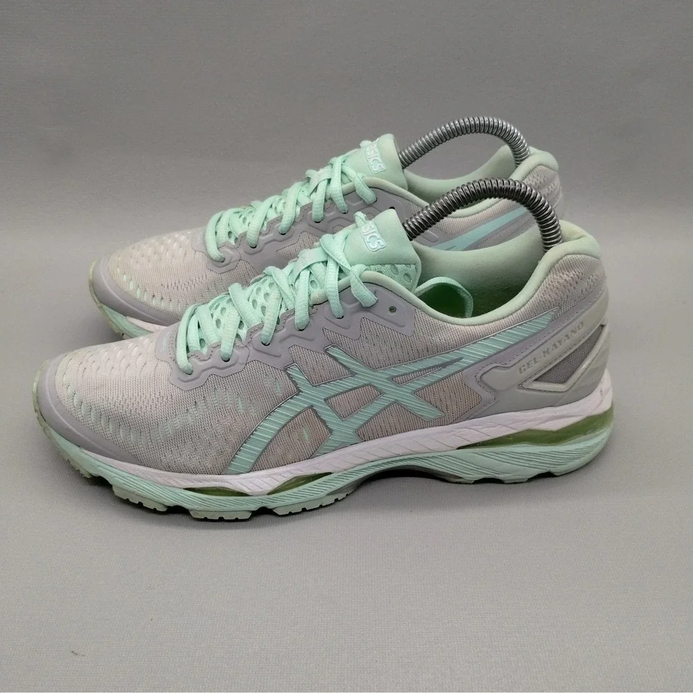 ASICS Gel-Kayano 23 Silver Mint Green Running Shoes Women 9 Athleisure Sports